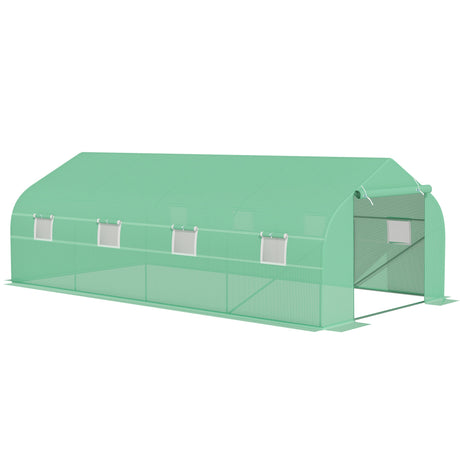 easycomfort easycomfort serra da giardino a tunnel con 8 finestre e porta avvolgibile 6x3x2m