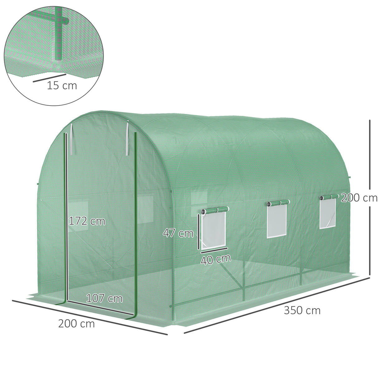 easycomfort easycomfort serra con tetto arrotondato in pe 3.5x2x2m