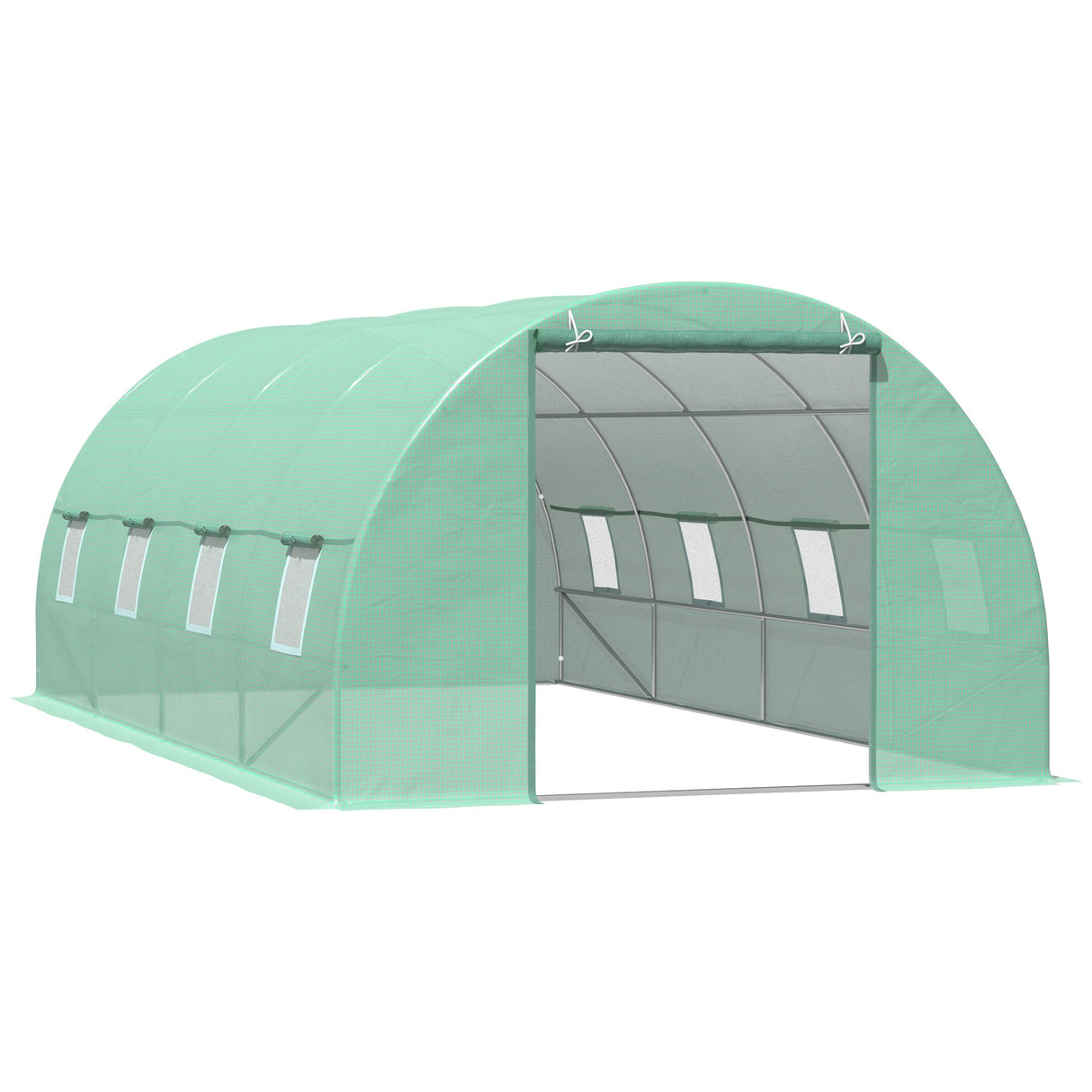 easycomfort easycomfort serra per piante a tunnel da esterno in acciaio e pe con 8 finestre 5 95 x 3 x 2m verde ean 8054144132549