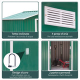 easycomfort easycomfort casetta da giardino porta utensili in lamiera con porte scorrevoli 213x130x185cm verde