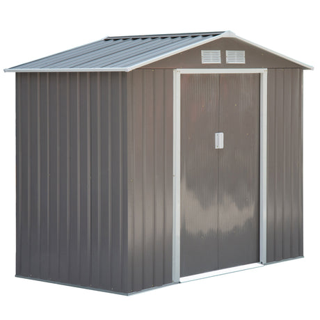 easycomfort cabina casetta da giardino porta utensili in lamiera di ferro grigio 213x127x185cm