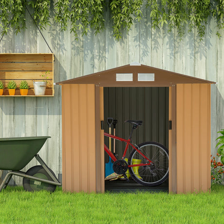 easycomfort cabina casetta da giardino porta utensili in lamiera di acciaio 213x127x185cm