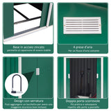 easycomfort casetta porta attrezzi capanno da giardino in acciaio zincato verde 277 x 191 x 192 cm