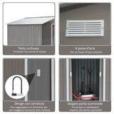 easycomfort casetta porta attrezzi capanno da giardino in acciaio zincato grigio 277 x 191 x 192 cm