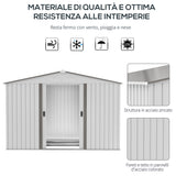 easycomfort easycomfort casetta da giardino con doppie porte scorrevoli in acciaio e pp 277x195x192cm argento