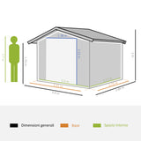 easycomfort casetta da giardino con 2 porte scorrevoli e 4 prese d aria in acciaio e pp 340x386x200cm verde