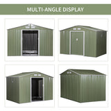 easycomfort casetta da giardino con 2 porte scorrevoli e 4 prese d aria in acciaio e pp 277x195x192cm verde chiaro