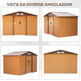 easycomfort casetta porta attrezzi capanno da giardino porta utensili in lamiera gialla