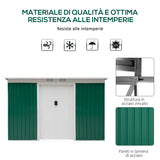 easycomfort easycomfort casetta da giardino porta utensili in lamiera di acciaio con porte scorrevoli 280x130x172cm verde scuro