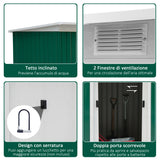 easycomfort easycomfort casetta da giardino porta utensili in lamiera di acciaio con porte scorrevoli 280x130x172cm verde scuro