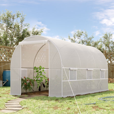 easycomfort easycomfort serra tunnel con struttura in acciaio zincato e telo in polietilene 6 finestre avvolgibili bianco 4 x 2 x 2 m