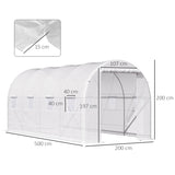 easycomfort easycomfort serra tunnel con struttura in acciaio zincato e telo in polietilene 6 finestre avvolgibili bianco 5 x 2 x 2 m