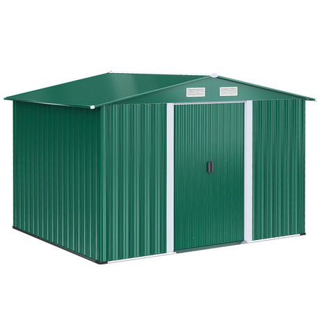 easycomfort easycomfort casetta da giardino porta utensili in lamiera di acciaio capanno da giardino in acciaio con base e porte scorrevoli 258x206x178cm verde