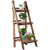 easycomfort scaffale portapiante pieghevole in legno di abete con 3 livelli da esterno 40x37x93cm