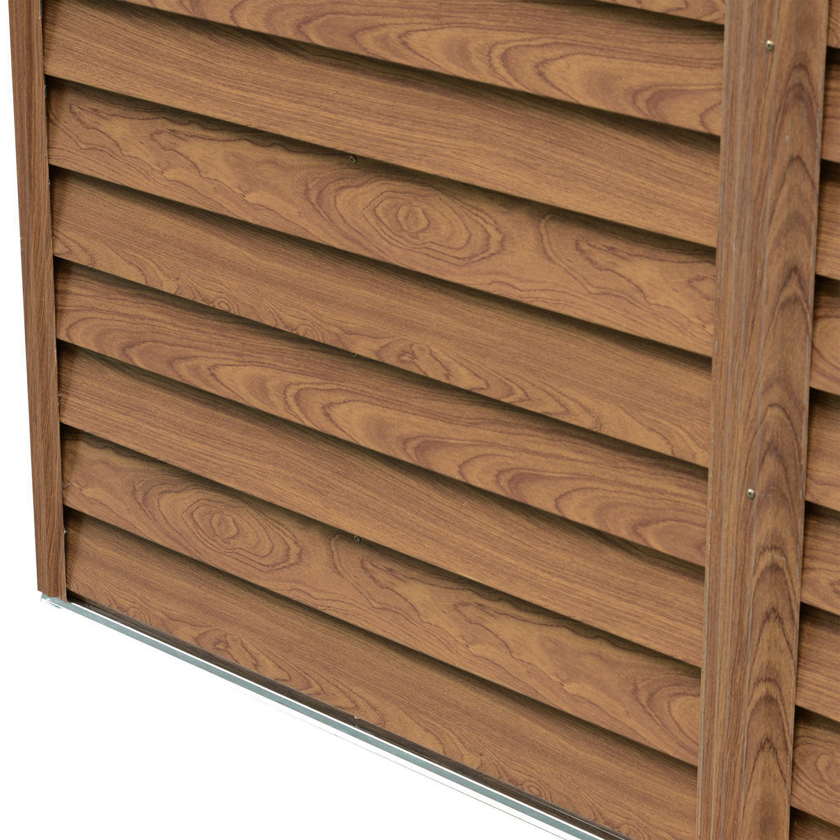 easycomfort casetta da giardino porta attrezzi con porte scorrevoli e pareti effetto legno 152x235.7x208.7cm