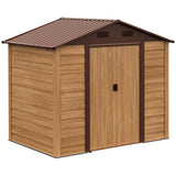 easycomfort casetta da giardino porta attrezzi con porte scorrevoli e pareti effetto legno 152x235.7x208.7cm