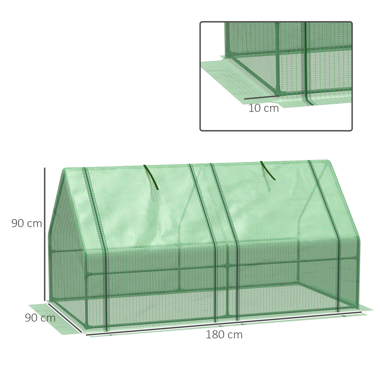 easycomfort serra da giardino con copertura in pe rinforzato e telaio in acciaio 180x90x90cm verde
