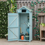 easycomfort casetta da giardino porta attrezzi in legno con 3 ripiani 77x54.2x179cm blu