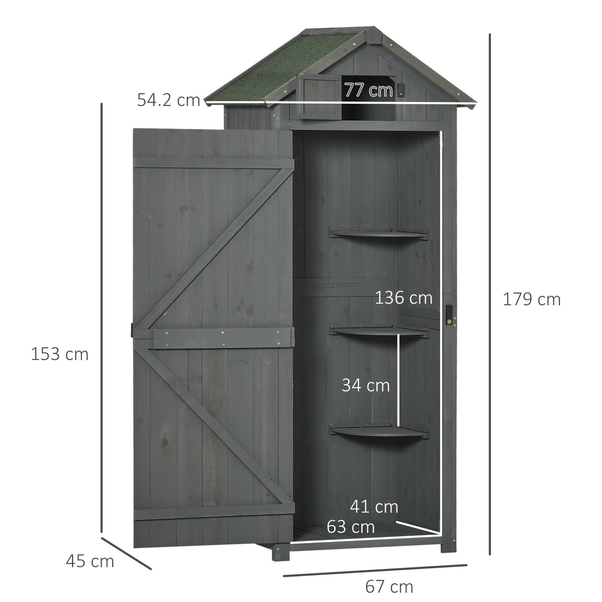 easycomfort easycomfort capanno da giardino porta attrezzi in legno impermeabile 77x54 2x179cm grigio