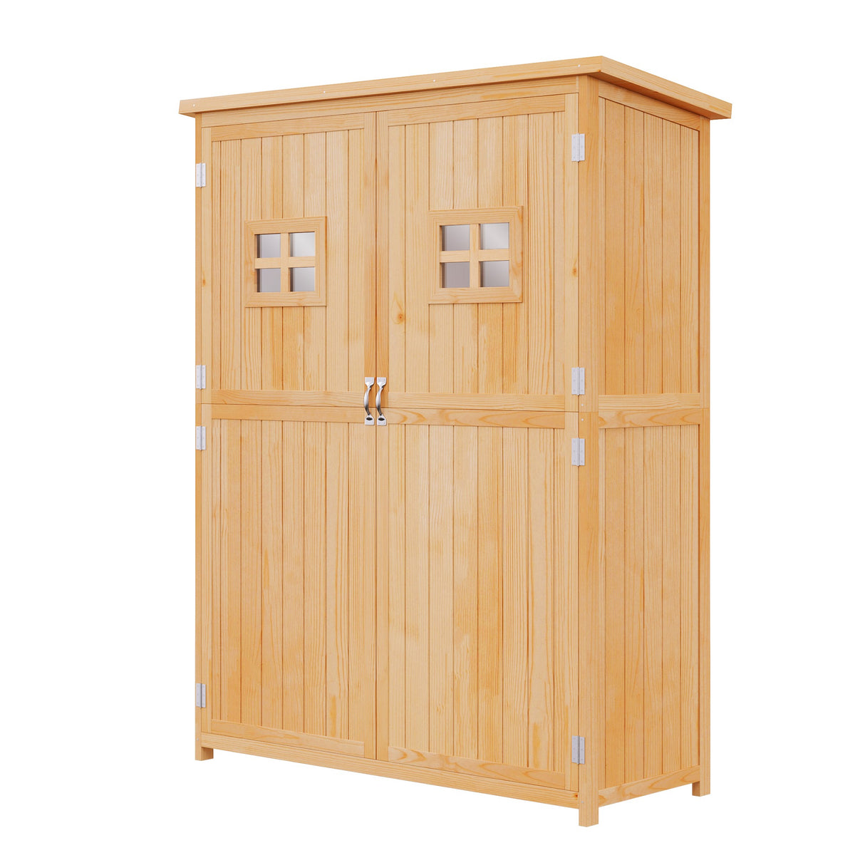 easycomfort casetta da giardino legno con porta doppia mensole e finestre 127.5x50x164cm 35540