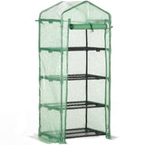 easycomfort serra per piante verticale con scaffale a 4 ripiani in acciaio e pe verde scuro 70x50x160cm