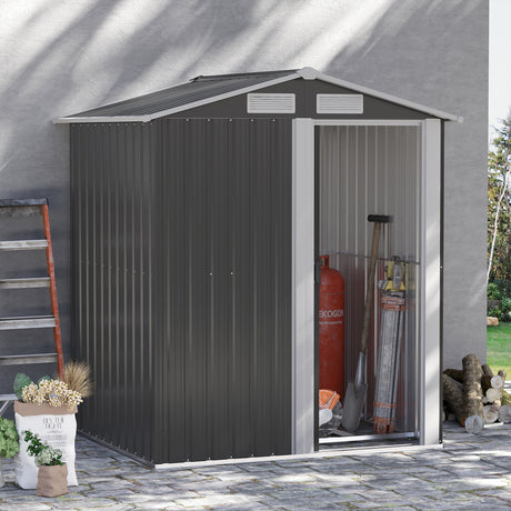 easycomfort casetta da giardino porta attrezzi in acciaio tetto inclinato e 4 prese d aria 152x132x188cm