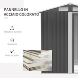 easycomfort casetta da giardino porta attrezzi in acciaio tetto inclinato e 4 prese d aria 152x132x188cm