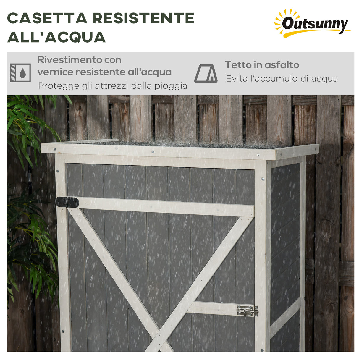 easycomfort casetta da giardino in legno di abete impermeabile capanno attrezzi da esterno 75x56x115cm