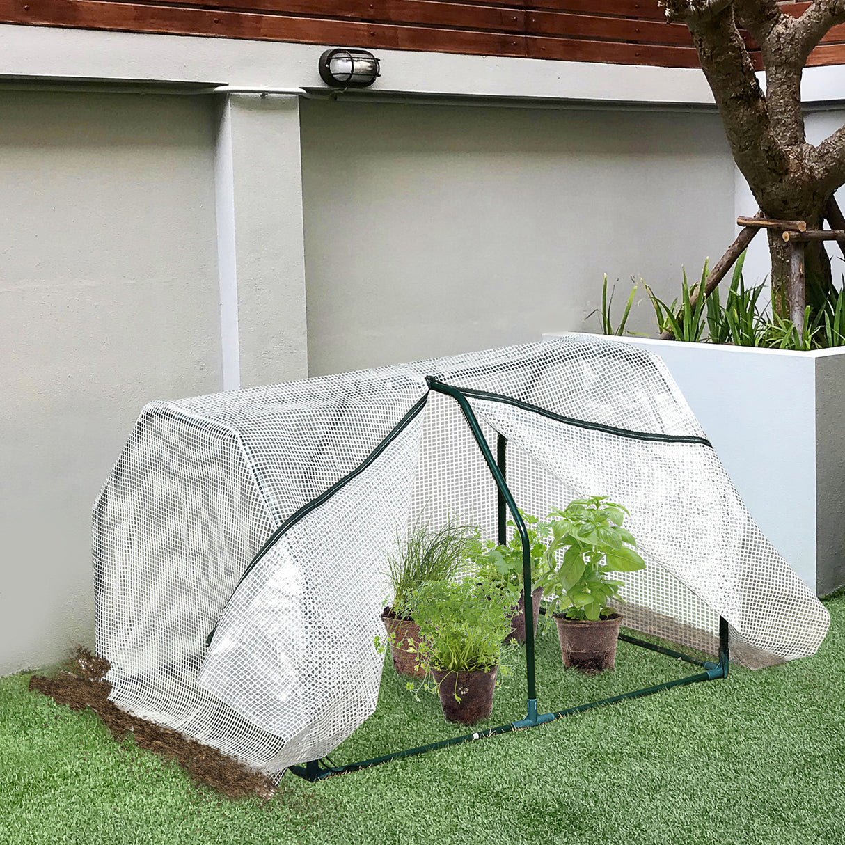 easycomfort mini serra da giardino e balcone in plastica pe e acciaio con chiusura a zip 99x71x60 cm