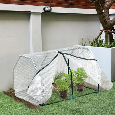 easycomfort mini serra da giardino e balcone in plastica pe e acciaio con chiusura a zip 99x71x60 cm