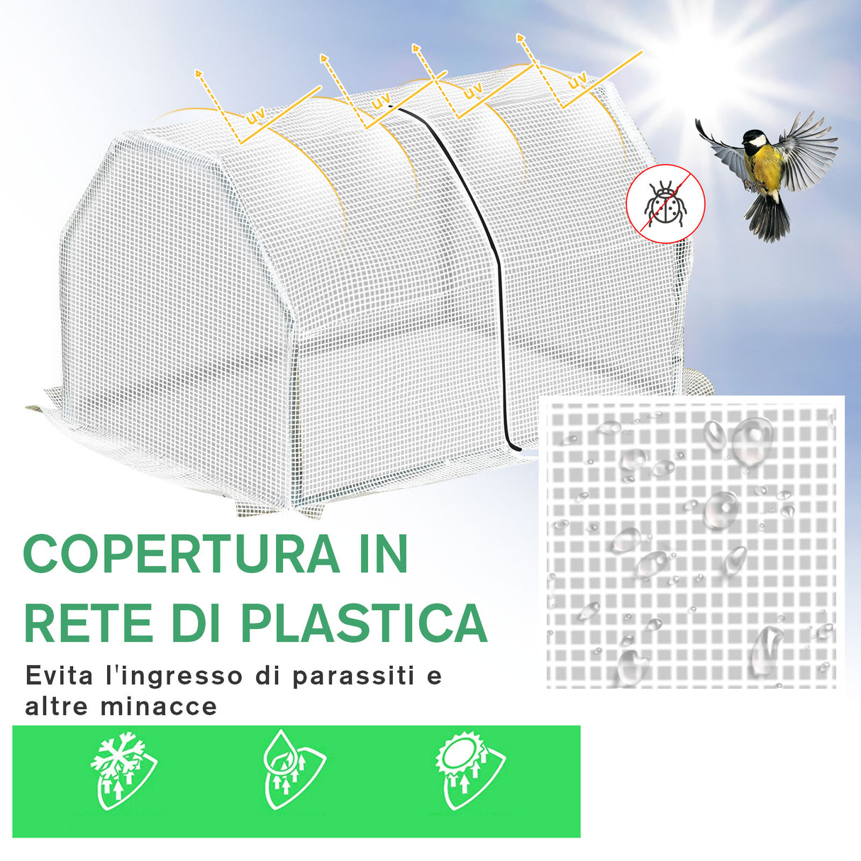 easycomfort mini serra da giardino e balcone in plastica pe e acciaio con chiusura a zip 99x71x60 cm