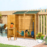 easycomfort easycomfort casetta da giardino in legno a 2 ante con sgabello alto a 2 ripiani e tetto idrorepellente 140x75x157 cm