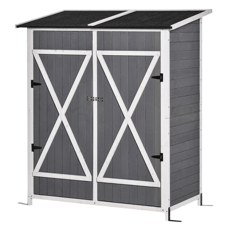 easycomfort easycomfort casetta in legno da giardino con 2 ante armadio da esterno porta attrezzi da giardino con uno sgabello 139x75x147160cm