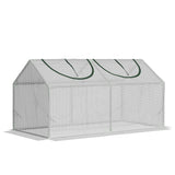 easycomfort mini serra da giardino con 2 finestre avvolgibili e copertura pe anti uv 119x60x60cm bianco