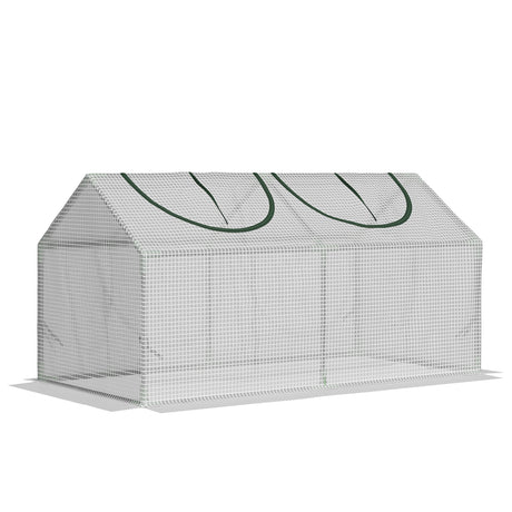 easycomfort mini serra da giardino con 2 finestre avvolgibili e copertura pe anti uv 119x60x60cm bianco