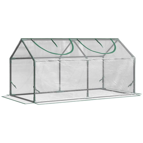 easycomfort mini serra da giardino con 2 finestre avvolgibili e copertura pvc anti uv 119x60x60cm trasparente