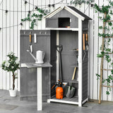easycomfort casetta da giardino porta attrezzi in abete con ripiano rimovibile e tavolo da lavoro 78x52.5x182 cm grigia