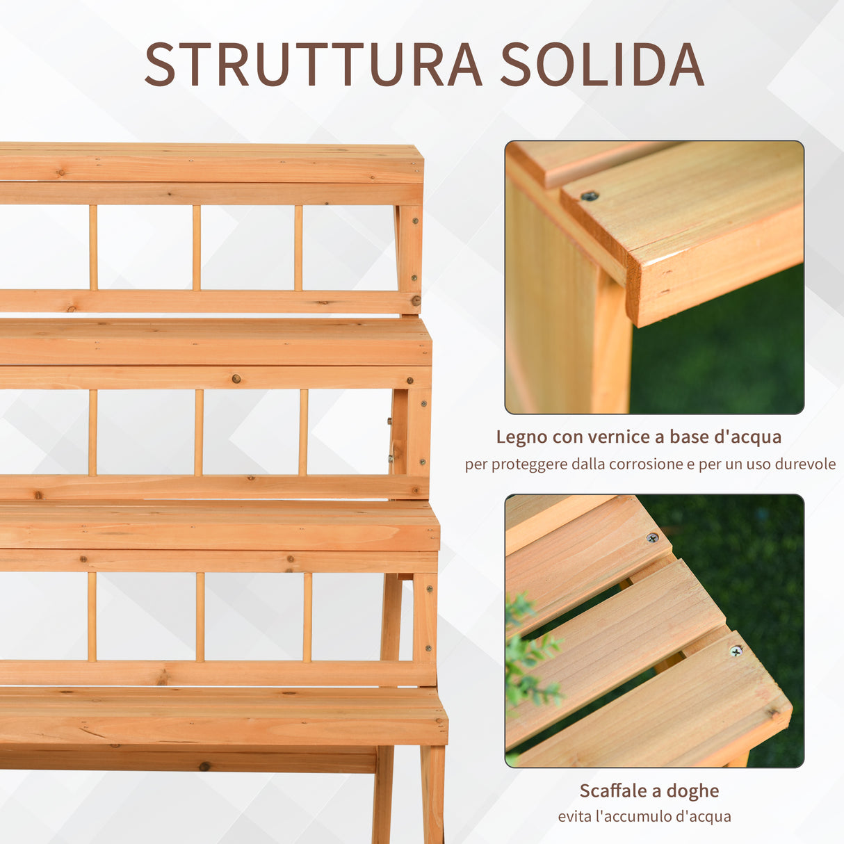 easycomfort easycomfort scaletta portavasi in legno con 4 mensole portapiante giardino e casa