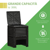 easycomfort easycomfort bidone per compostaggio 300l nero