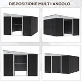 easycomfort ripostiglio da giardino con porta scorrevole in acciaio 345x280.5x169 201cm nero
