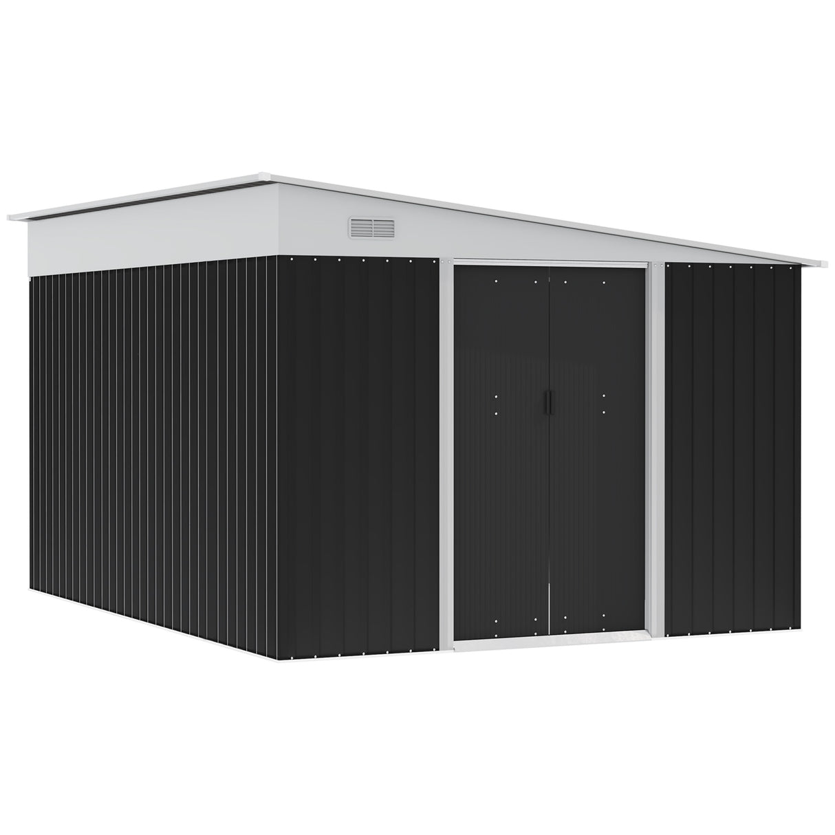 easycomfort ripostiglio da giardino con porta scorrevole in acciaio 345x280.5x169 201cm nero