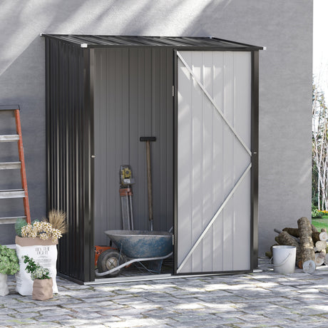 easycomfort easycomfort casetta da giardino porta utensili in lamiera acciaio con serratura 161 5x94 5x196cm nero