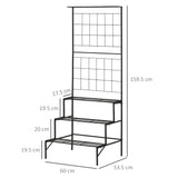 easycomfort easycomfort scaffale portapiante con 3 ripiani e pannello verticale per piante rampicanti in metallo nero