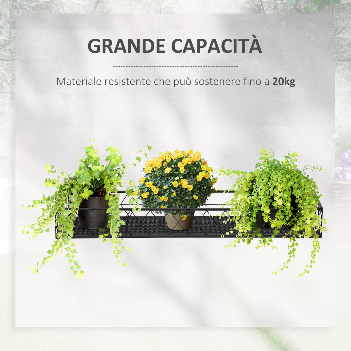 easycomfort fioriera da esterno portavasi con ganci per ringhiera balcone in metallo 100x31x12cm nero