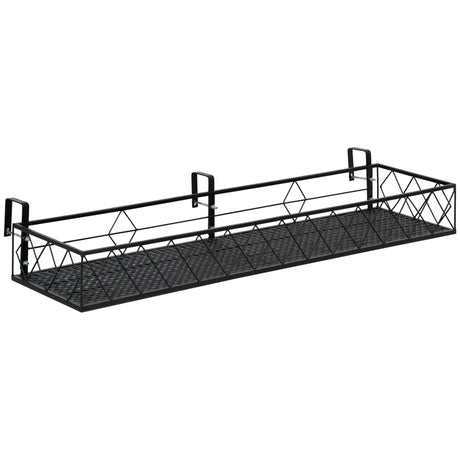 easycomfort fioriera da esterno portavasi con ganci per ringhiera balcone in metallo 100x31x12cm nero
