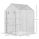 easycomfort serra da giardino per esterni in acciaio e pe con 2 scaffali e porta avvolgibile 143x143x195 cm bianco