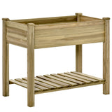 easycomfort fioriera rialzata in legno con gambe e ripiano inferiore per giardino e balcone 91x51x76cm 33183