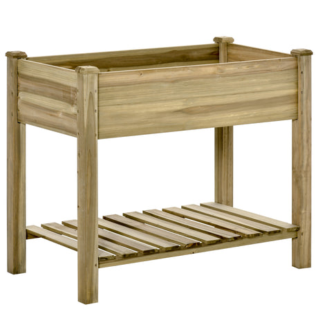 easycomfort fioriera rialzata in legno con gambe e ripiano inferiore per giardino e balcone 91x51x76cm 33183