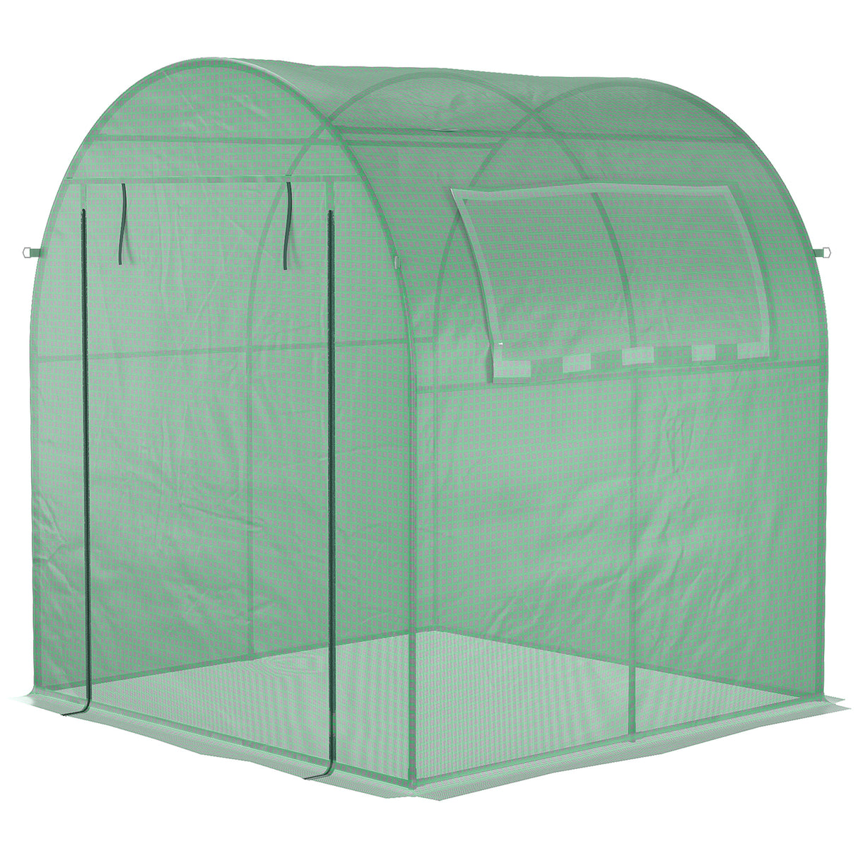 easycomfort serra da giardino a tunnel con porte e finestre avvolgibili in pe verde 180x180x200cm