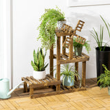 easycomfort scaffale per piante da esterno a 4 ripiani con decorazione a mulino 76x30x90 cm
